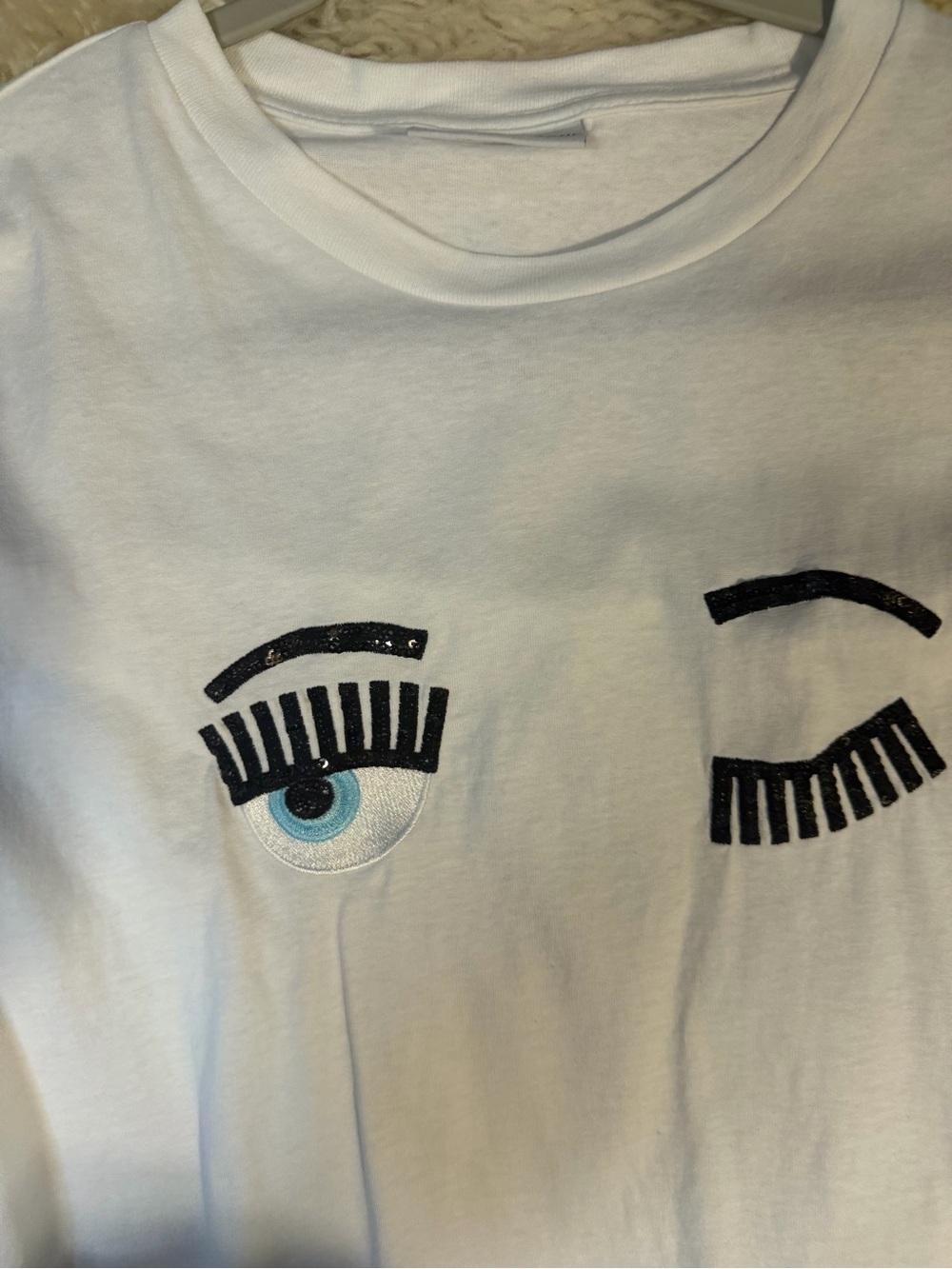 Chiara Ferragni White Short Sleeve Eye Graphic Tee
